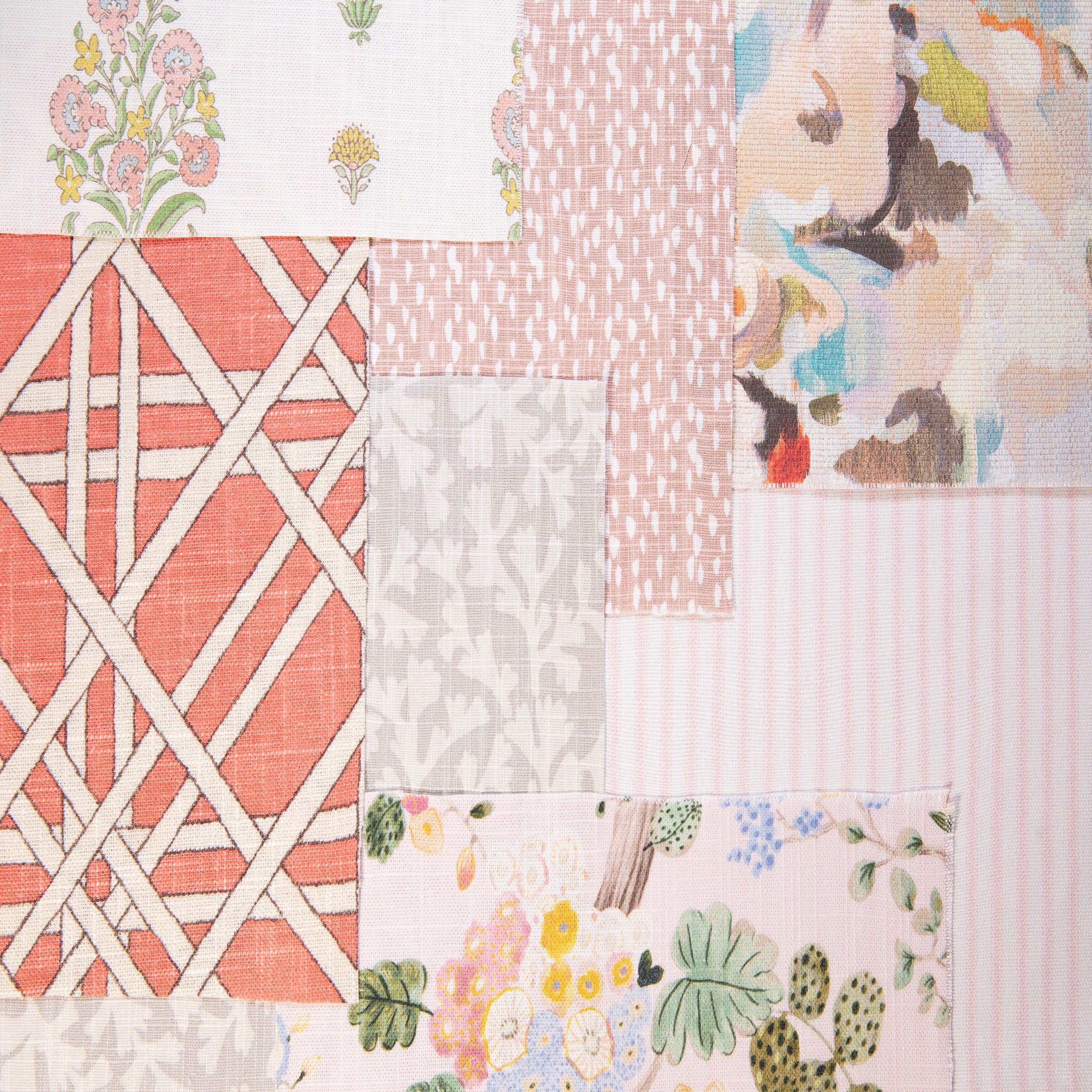An assortment of pink fabrics