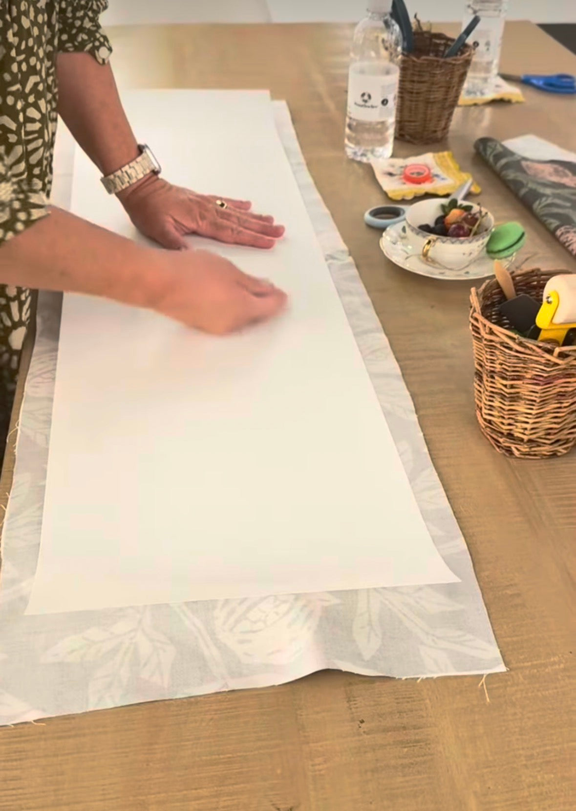 Person working on a custom lampshade